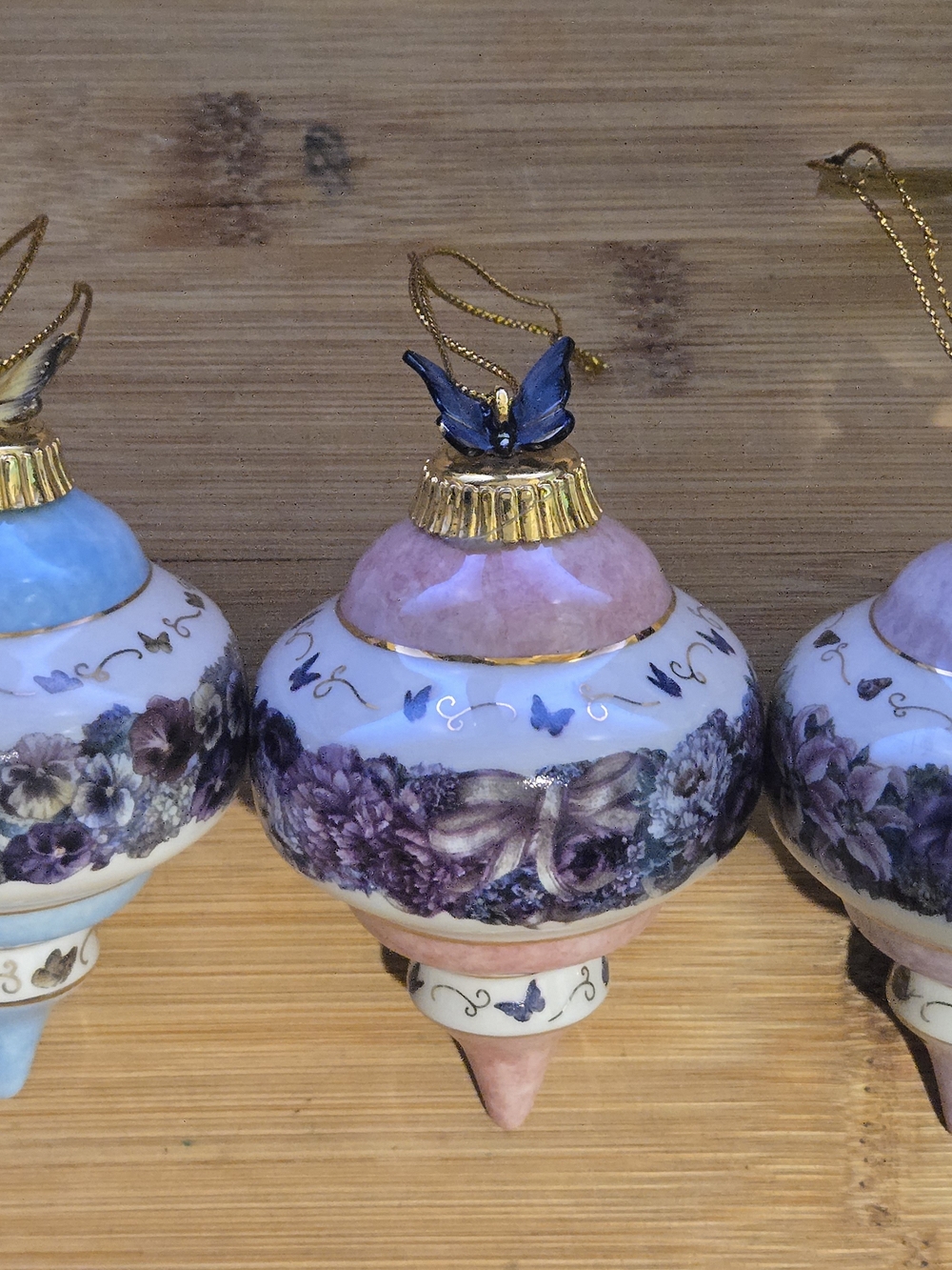 Vintage Bradford Editions Lena Liu Floral Inspirations Porcelain Ornaments – Set